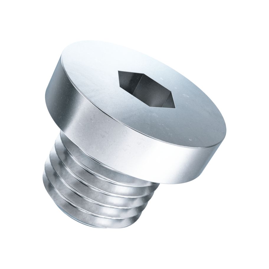 Verschlussschrauben Innensechskant mit Bund zylindrisches Feingewinde ohne Dichtring DIN 908-Stahl znb