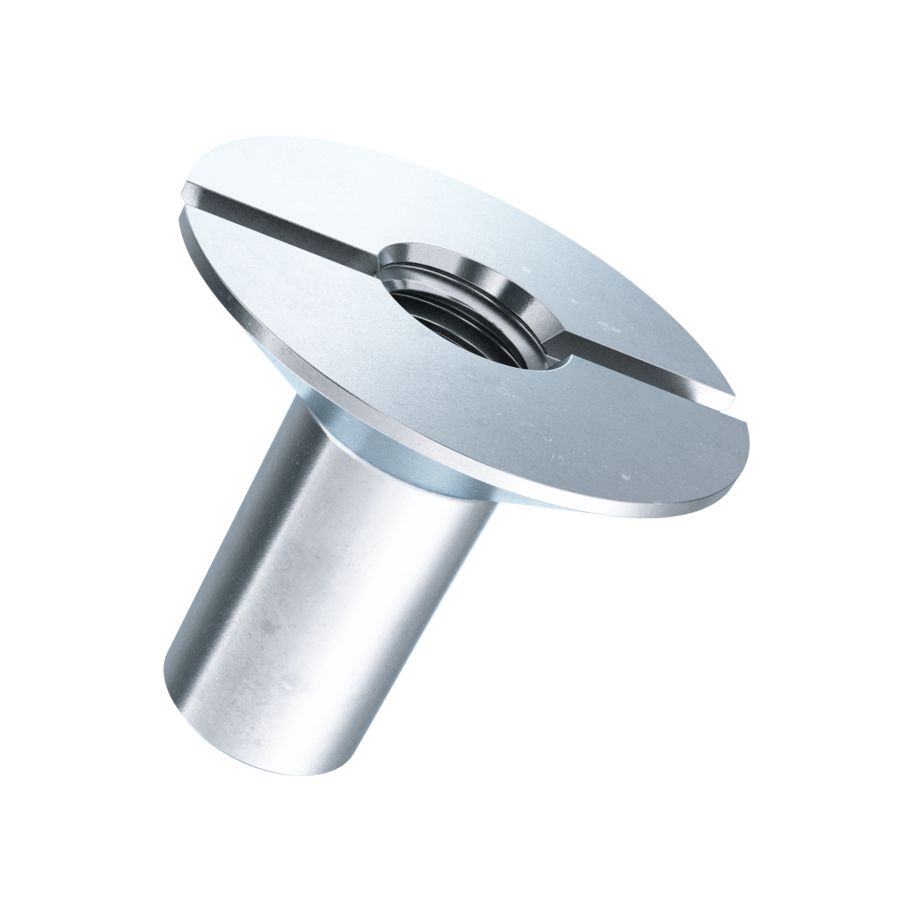 Senkmuttern mit Schlitz 110 Grad Stahl verzinkt blau