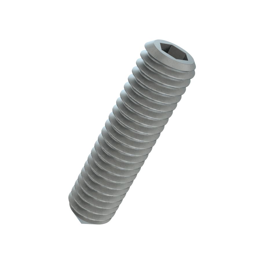 Gewindestifte Innensechskant und Spitze ISO 4027-45H flZn