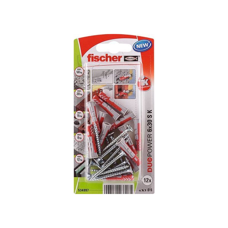 fischer SB Nylondübel Duopower mit Schraube 6x30