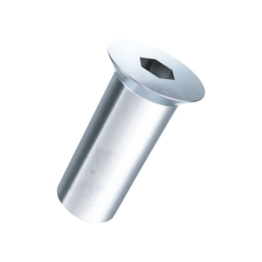 Senk-Hülsenmuttern SW 4 Stahl verzinkt blau M6x20