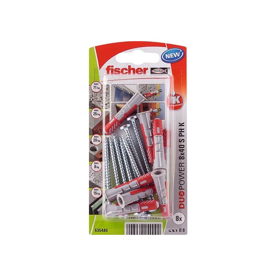fischer SB Nylondübel Duopower mit Schraube 8x40 PH