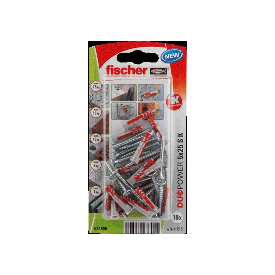 fischer SB Nylondübel Duopower mit Schraube 5x25