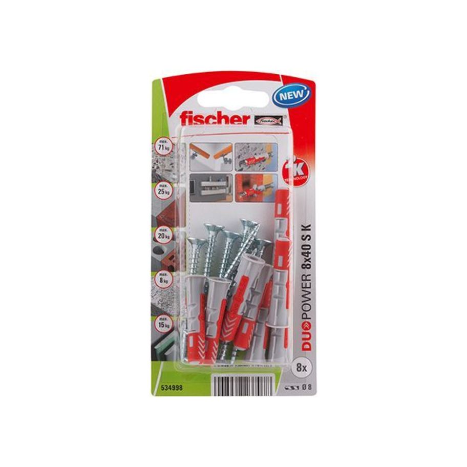 fischer SB Nylondübel Duopower mit Schraube 8x40