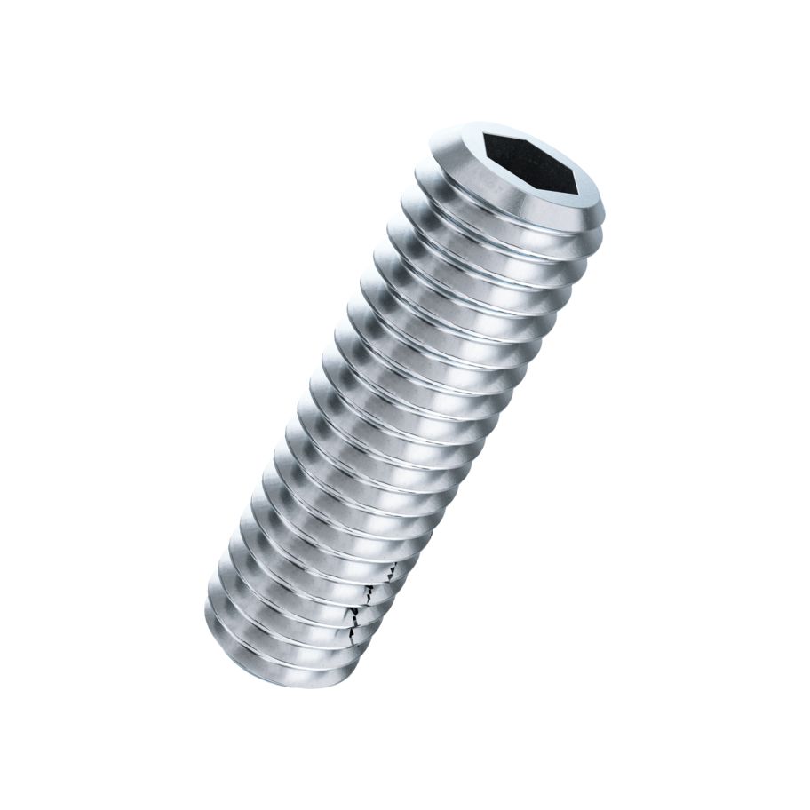 Gewindestifte Innensechskant und Kegelkuppe ISO 4026-45H znb PA Fleck