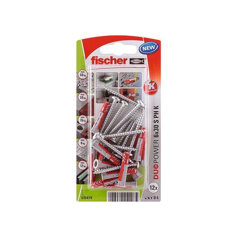 fischer SB Nylondübel Duopower mit Schraube 6x30 PH
