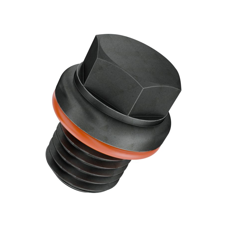 Verschlussschrauben Sechskant mit Bund zylindrisches Rohrgewinde mit Dichtring DIN 910-Stahl bl