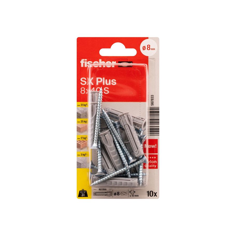 fischer SB Nylondübel SX Plus mit Schraube