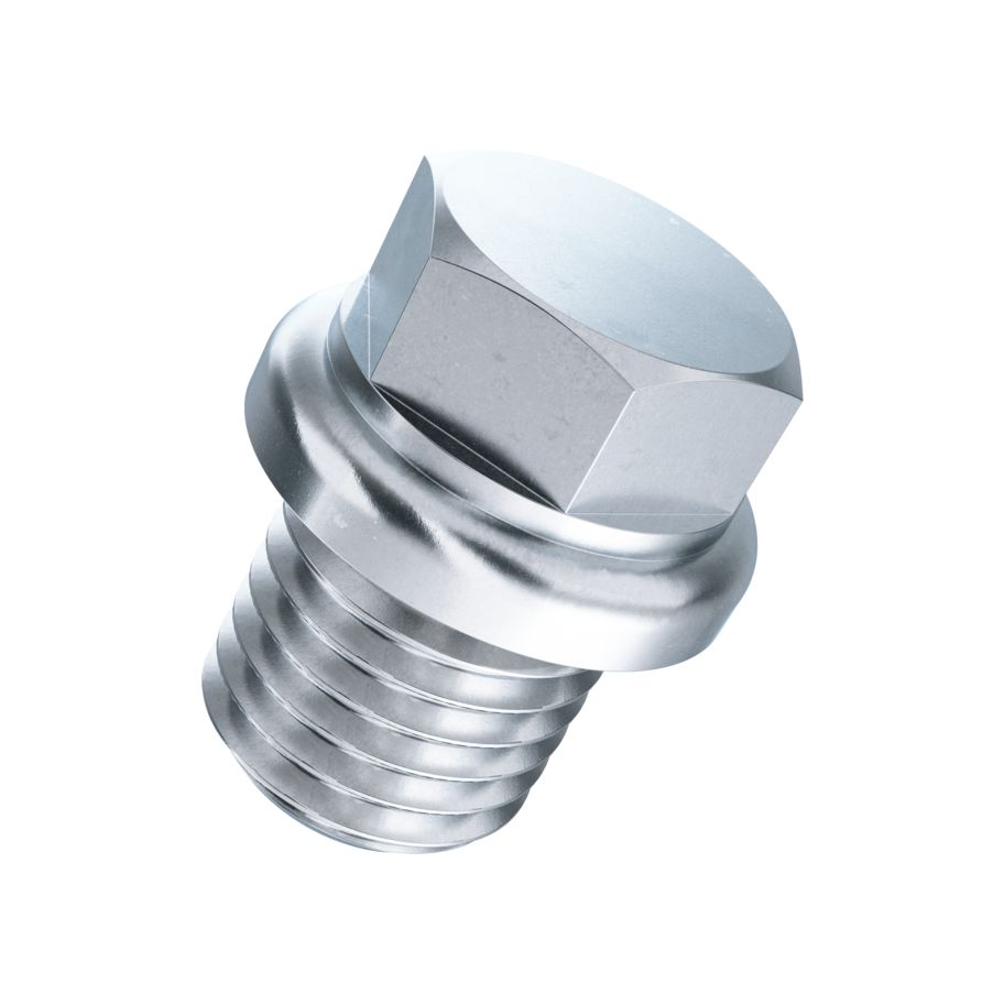 Verschlussschrauben Sechskant mit Bund zylindrisches Rohrgewinde ohne Dichtring DIN 910-Stahl znb